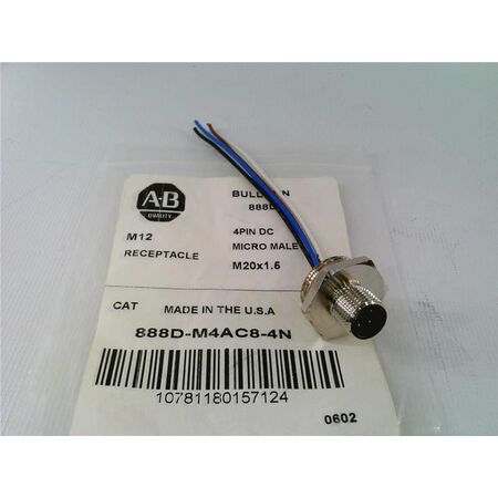 Allen-Bradley 888DM4AC84N DC Micro M12 4-Pin Straight Male Receptacle