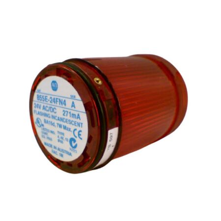 Allen-Bradley 855E24FN4 50mm Flashing Stack Light Red 24V AC/DC