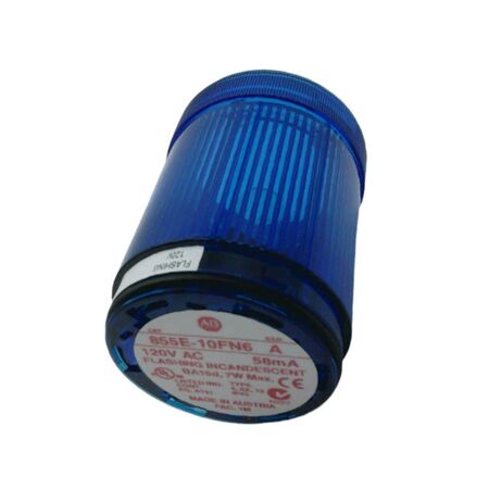 Allen-Bradley 855E10FN6 Control Tower Stack Light Blue Flashing Incandescent 120V AC