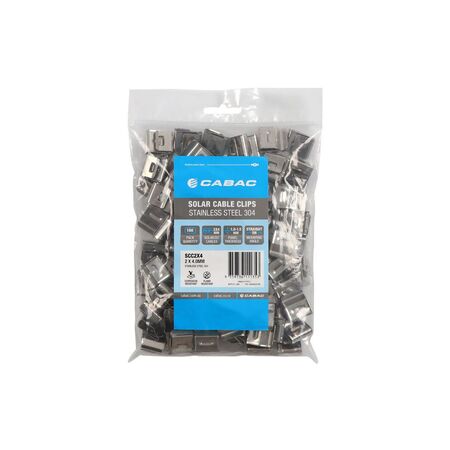 SOLAR CABLE CLIP SS304 0 DEGREE 2 X 4MM (Cabac Solar Cable Clip Stainless Steel 304 0 Degree 2 x 4mm²)