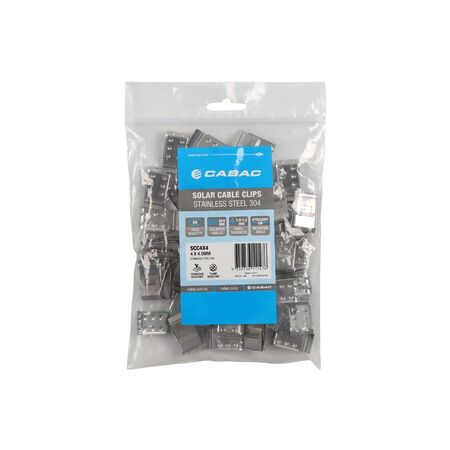 SOLAR CABLE CLIP SS304 0 DEGREE 4 X 4MM (Cabac Solar Cable Clip Stainless Steel 304 0 Degree 4 x 4mm²)