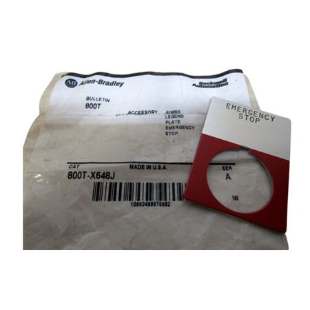 Allen-Bradley 800TX648J Jumbo Legend Plate for Emergency Stop