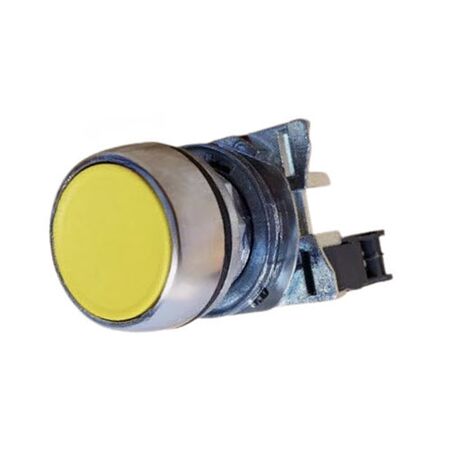 Allen-Bradley 800FMF5MX10 Yellow Non-Illuminated Round Metal Momentary Push Button