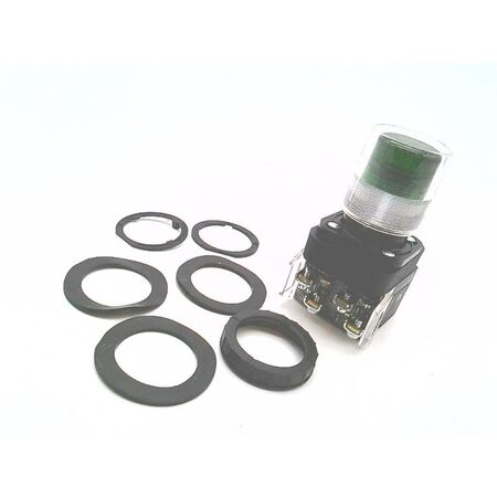 Allen-Bradley 800HQRAH2G Illuminated Green Push Button with Guard