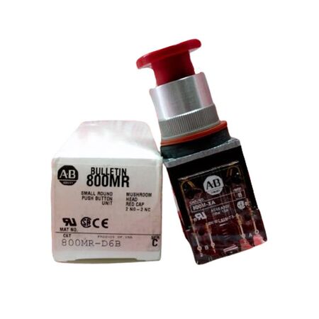 Allen-Bradley 800MRD6B Red Mushroom Head Momentary Push Button