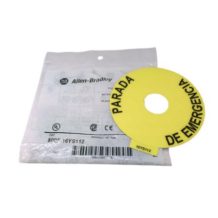 Allen-Bradley 800F16YS112 Emergency Stop Legend Plate Yellow