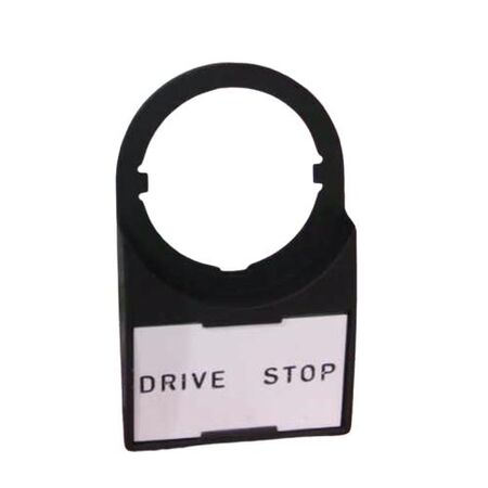 Allen-Bradley Legend Plate 30x50mm Drive-Stop White with Black Text