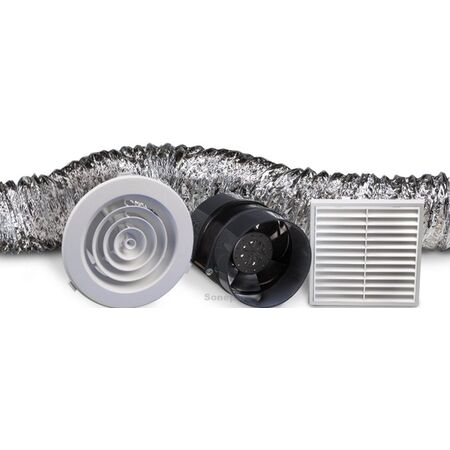 In-Line Fan Kit | 150mm Axial Fan | 6m Duct & Grilles | by Fantech
