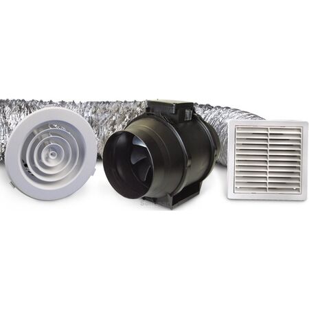 In-Line Fan Kit 150mm | 443m³/h Airflow | 6m Duct & Grilles | 220V Operation | by Fantech