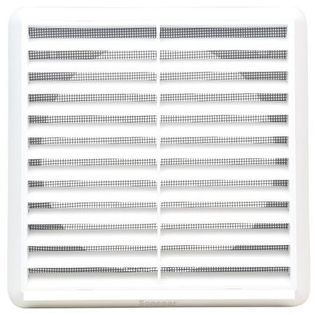 Plastic Fixed Louvre Grille 150mm Dia | UV Resistant PVC | Insect Mesh Included | Square Shape | by Fantech