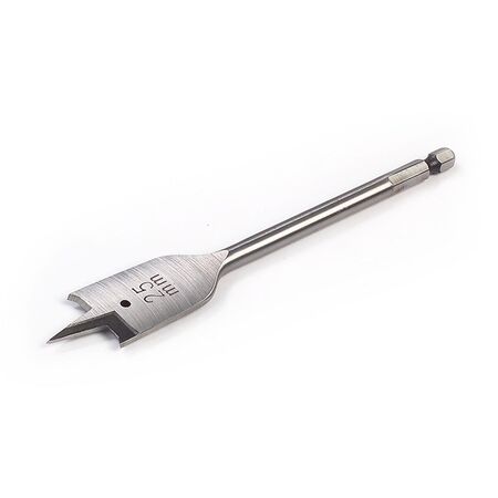 8 x 152 Flat Wood Bit | High-Quality Steel | Cutting Spurs & Chip Channel | 1/4" Hex Quick Lock | by Promac