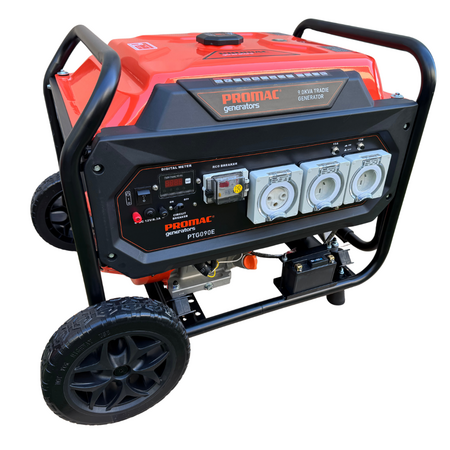 9.0KVA Tradie Generator | Electric Start & RCD | Weatherproof Outlets | 6800W Rated Output | by Promac