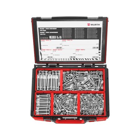 2C SHARK TWIST Multi Purpose Anchor Assortment | 450 Pieces | Special Plastic Composition | Easy Installation | by Wurth