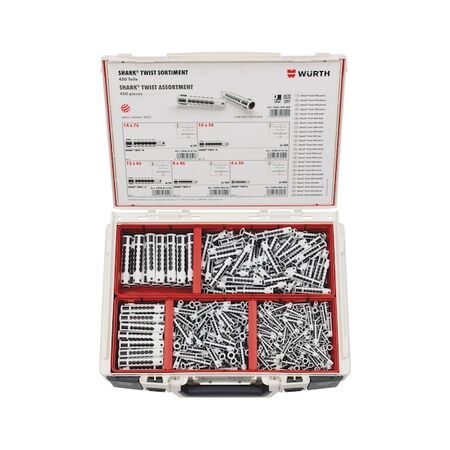 Multi Purpose Anchor Assortment | 450 Pieces | Awarded Red Dot Design | Enhanced Grip | by Wurth