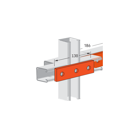 Flat Plate Fitting, 3 Hole 40x138mm Galv