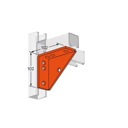 Braced Angle Bracket 4 Hole 90Â°, 102x102mm HDG