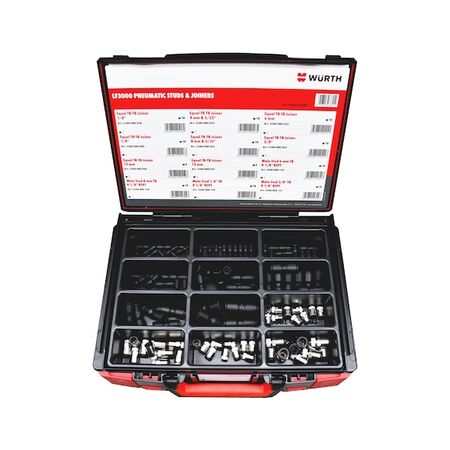Pneumatic Studs and Joiners Assortment LF3000 | 110 Pieces | Organized System Case | by Wurth