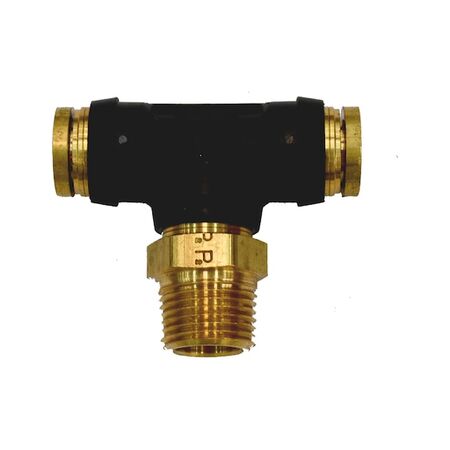 Push In DOT T Connector | NPT Male Thread | Quick Push-In Fitting | 3/8 Inch | @Pack of 5 | by Wurth