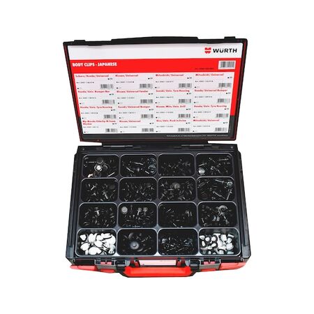 Body Clip Assortment | 400 Japanese Style Clips | Organized System Case | by Wurth