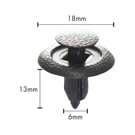 Push In Rivet with Cap Tapered for Mazda | High Retention Force | Easy Installation | Dark Grey | @Pack of 25 | by Wurth