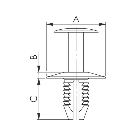 Plastic Expanding Rivet with Cap | Grooved Design | High Retention Force | Easy Installation | @Pack of 25 | by Wurth