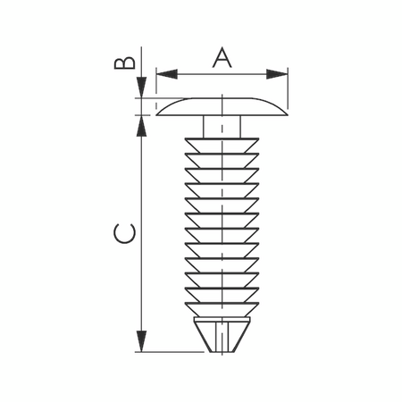 Fir Tree Clip | Small Gradation & Narrow Shape | Easy Press-In Installation | Black Plastic | @Pack of 25 | by Wurth