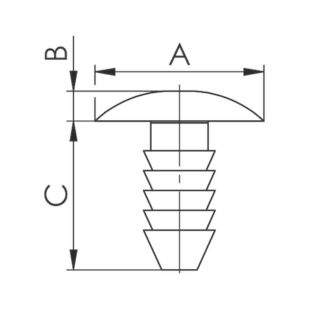 Pine Tree Clip with Large Gradation | Easy Press-In Installation | Black Plastic | @Pack of 25 | by Wurth