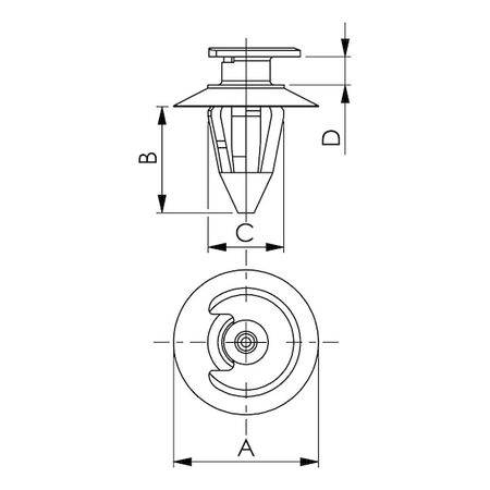 Interior Trim Clip with Half-Round Head | Suitable for Oval Holes | Black | @Pack of 25 | by Wurth