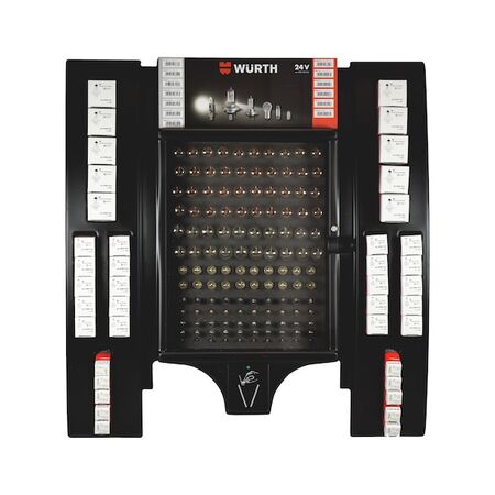 24V Vehicle Bulb Display Cabinet | 170 Essential Bulbs | Integrated Tester | Wall Mountable | by Wurth
