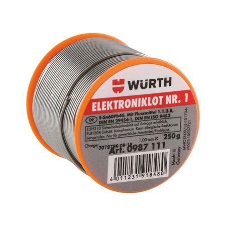 Electronic Solder No 1 SLDR NO1 SN60 PB40 | 1.0 mm Diameter | Low Soldering Temperature | by Wurth