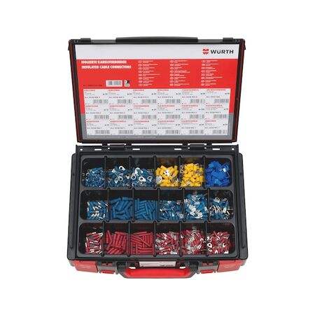 Insulated Cable Connector Assortment | 530 Pieces in System Case | Designed for Fine Stranded Copper | by Wurth