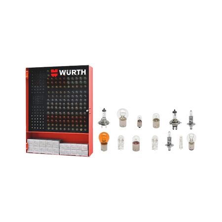 12V Vehicle Globe Set | 130 Pieces | Wall Cabinet Included | Notice Globe Labels | by Wurth
