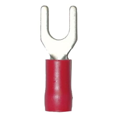 Crimp Cable Lug Fork Shape | Polyamide Insulated | M4 Flange | Red Color | @Pack of 25 | by Wurth