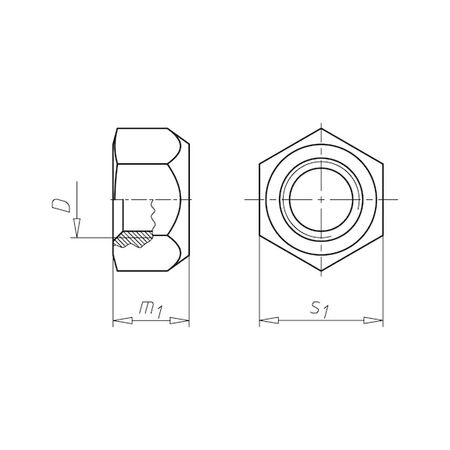 Hexagon Nut with Clamping Piece DIN 980 | Zinc Plated Steel | Thermal Capacity 120°C | Corrosion Resistant | @Pack of 25 | by Wurth