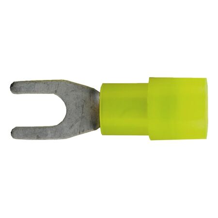 Crimp Cable Lug Fork Shape | Polyamide Insulated | M4 Flange Hole | Yellow | @Pack of 25 | by Wurth