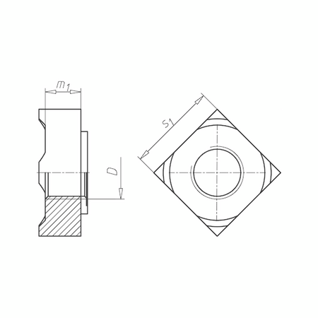 Square Weld Nuts DIN 928 | Steel Material | Plain Surface Finish | M4 Metric Thread | @Pack of 100 | by Wurth