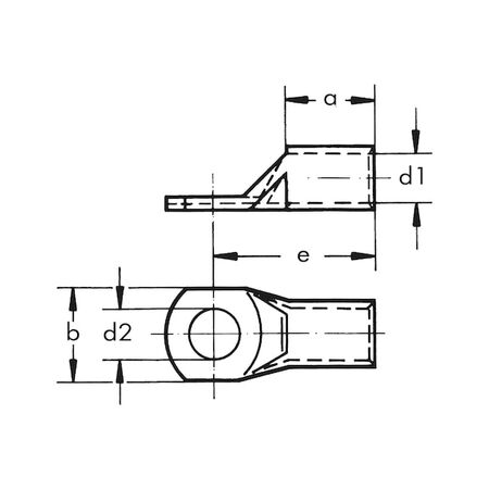 Pipe Cable Lug with Inspection Hole | 16 mm² Wire Cross Section | Tin Plated Copper | Max Temp 125°C | @Pack of 10 | by Wurth