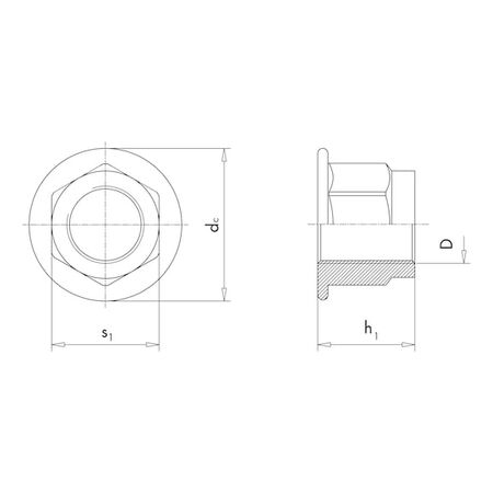Hexagon Nut with Flange & Clamping Piece | Nylon Insert Locking | Zinc-Plated Steel | @Pack of 10 | by Wurth