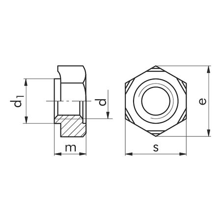 Hexagon Weld Nuts DIN 929 | Steel Construction | Plain Surface | M14 Thread | @Pack of 100 | by Wurth