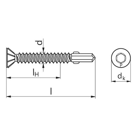 Wing-tip Drilling Screw with Countersunk Milling Head | Zinc-Plated Steel | AW Drive System | @Pack of 500 | by Wurth