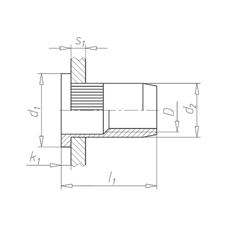 Rivet Nut M8 with Flat Head & Knurled Shank | Zinc-Plated Steel | 10 Pack | by Wurth