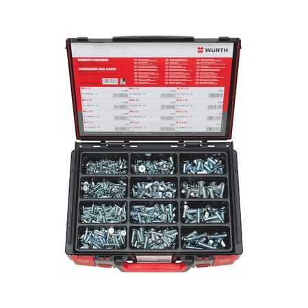 Countersunk Head Screw Assortment | 635 Pieces | Zinc Plated | High Strength 10.9 | by Wurth