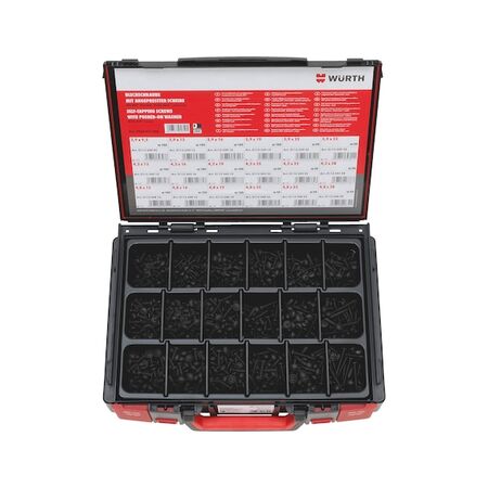 Tapping Screws Pan Head Assortment | 1402 Pieces | Black Steel with Protective Coating | AW Drive Included | by Wurth