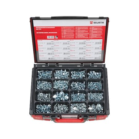 Tapping Screws Assortment | 890 Pieces | Zinc Plated Steel | Hex Head Design | by Wurth
