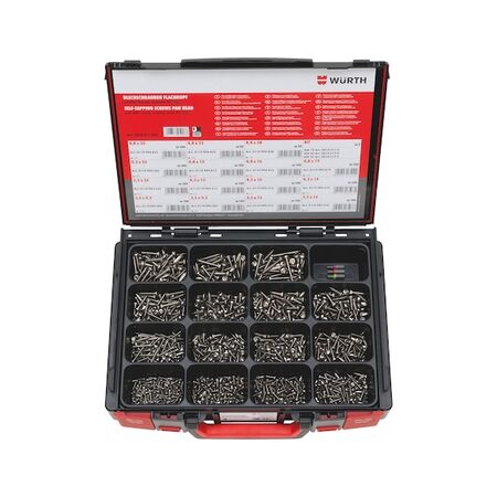 Tapping Screws Pan Head Assortment | 1403 Pieces | A2 Stainless Steel | AW Drive System | by Wurth