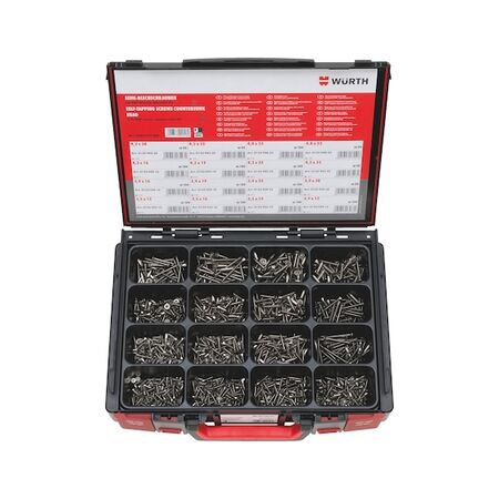 Tapping Screws Countersunk Head Assortment | A2 Stainless Steel | AW Drive System | 1353 Pieces | by Wurth