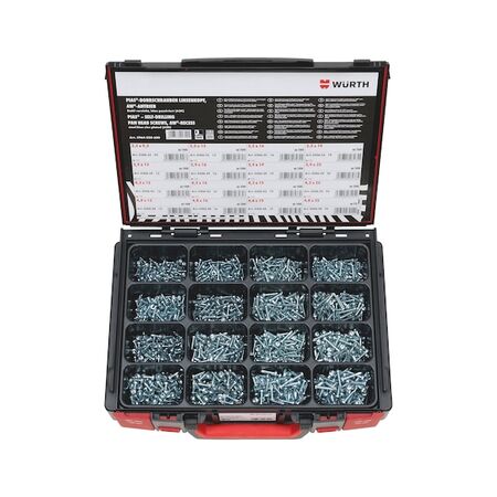 Drilling Screws Pan Head Assortment | 1603 Pieces | Zinc Plated Steel | AW Drive Type | by Wurth