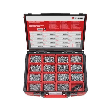 Self Tapping Screws Flat Head Assortment | 2058 Pieces | Zinc Plated A2K | Taptite 2000 Thread | by Wurth