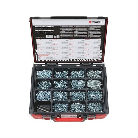 Pias Drilling Screws Hexagon Head Assortment | 1127 Pieces | Zinc-Plated Steel | Collar Design | @1 PCS | by Wurth