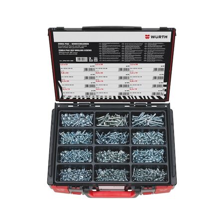 Pias Drilling Screws Pan Head Assortment | 1032 Pieces | Zinc-Plated Steel | AW Drive Type | by Wurth